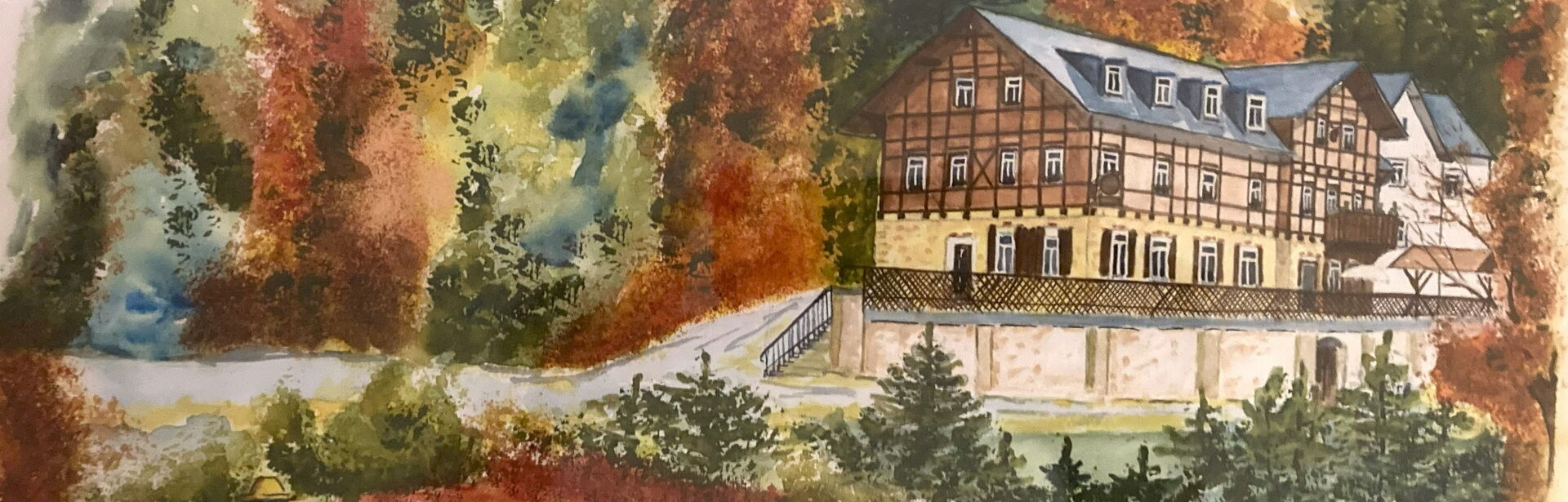 Aquarell Forsthaus im Kirnitzschtal